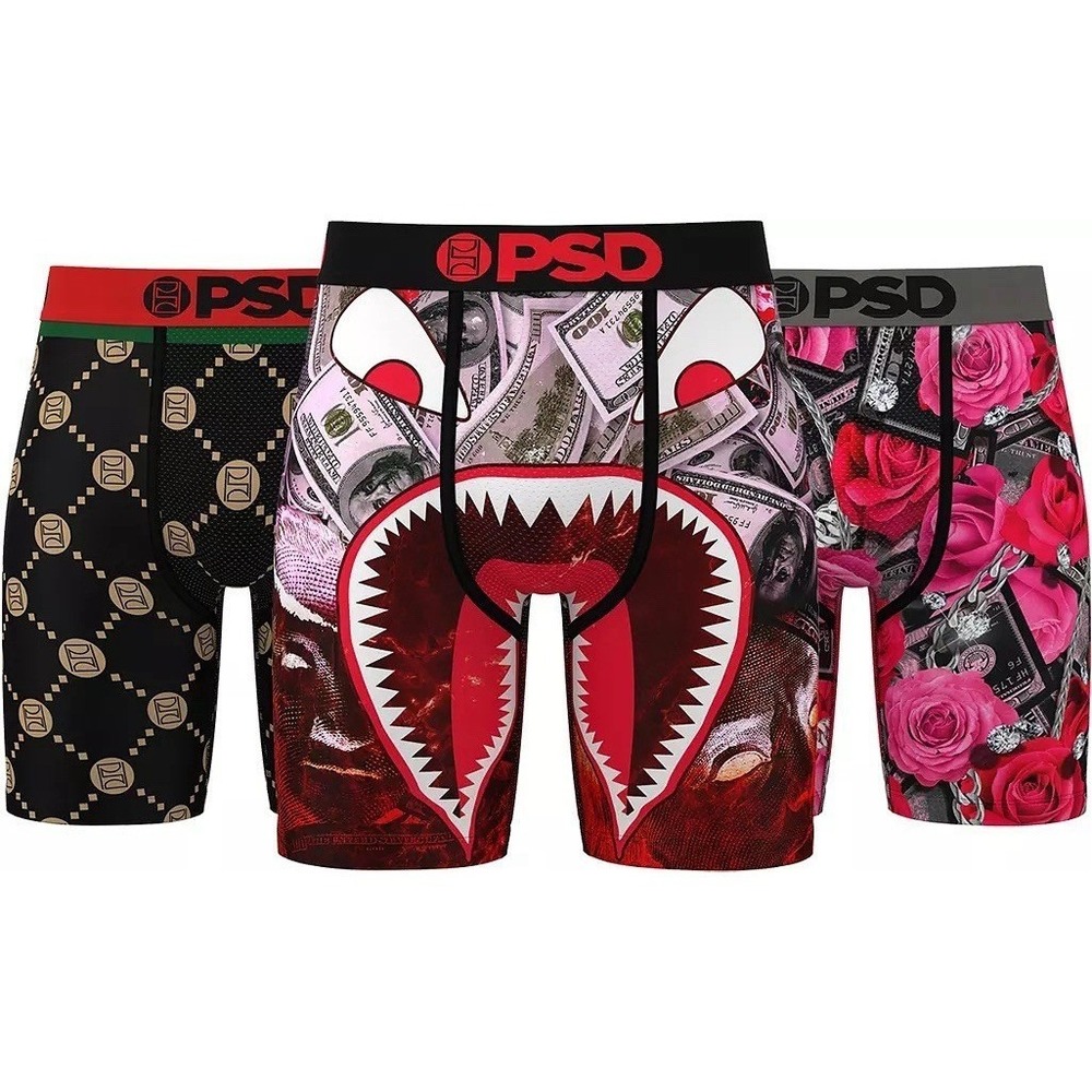 PSD Underwear Men's Rich Ruby Boxer Briefs - 3 Pack Small NWT